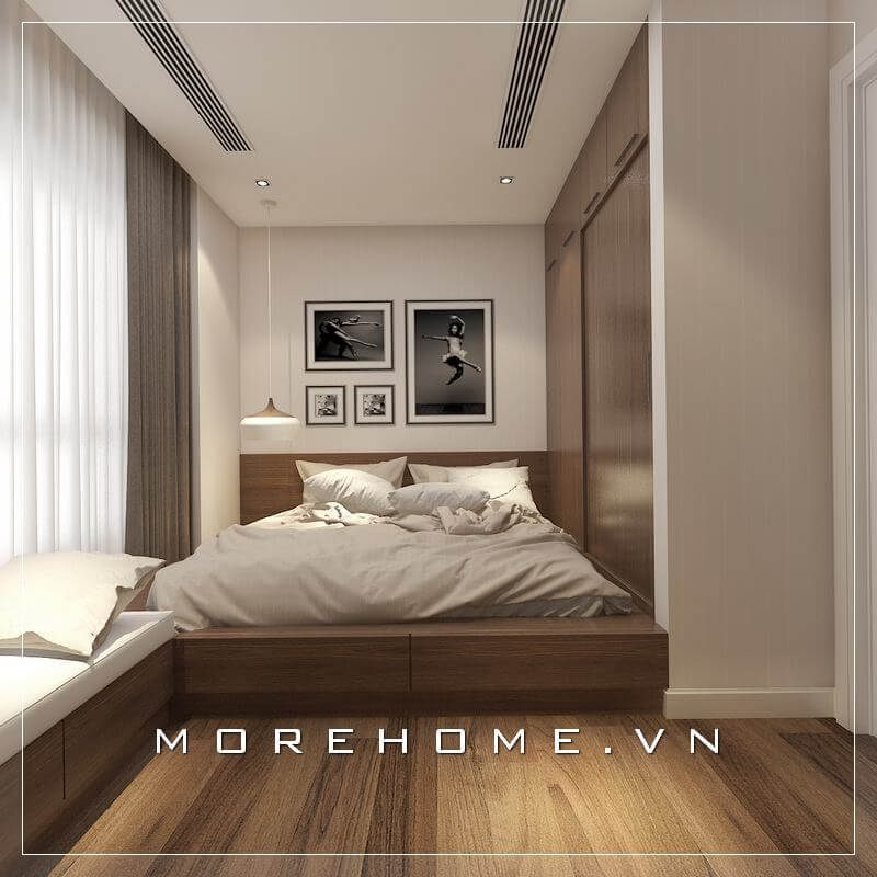 Giường ngủ gỗ công nghiệp đa năng với sự tích hợp hoàn hảo giữa tủ kệ và ngăn kéo phía dưới tạo cho gia chủ cảm giác tiện dụng và thoải mái hơn